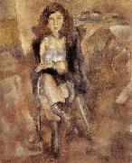 Jules Pascin Cloth put on the Female-s waist oil painting on canvas
